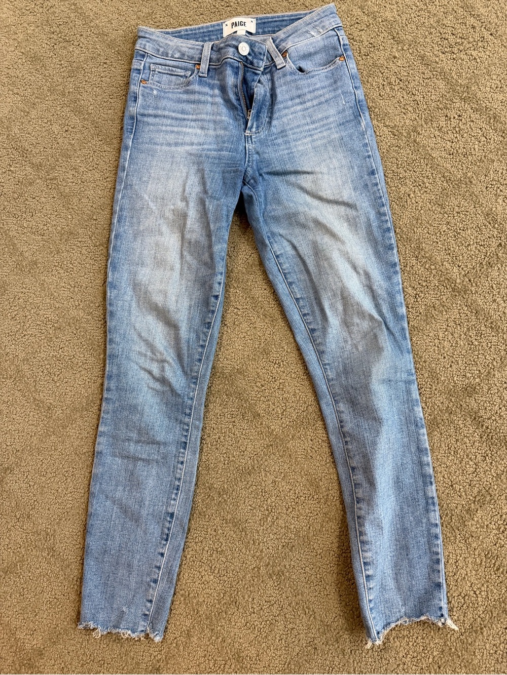 PAIGE Hoxton Crop High Rise Raw Hem Jeans Size 25